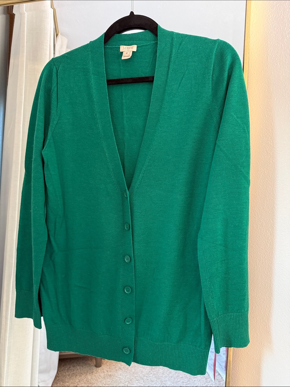 J. Crew 100% Merino Wool Cardigan Green